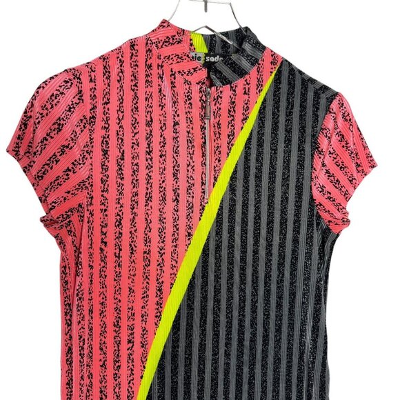 Jamie Sadock avant garde crinkle 1/4 zip top neon color womens shirt size Medium - Picture 2 of 5